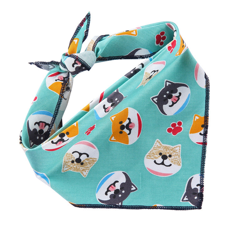 Adjustable Dog Bandana Cotton Pet Neckerchief Cat Triangle Scarf Soft Saliva Towel Small Medium Large Dog Accessories