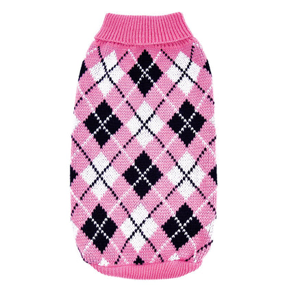 Fashion Pet Geometric Diamond Plaid Sweater