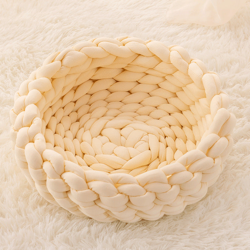 Cat House Cushion Soft Long Plush Warm Pet Mat Cute Kennel Cat Sleeping Basket Bed Round Fluffy Comfortable Touch Pet Products