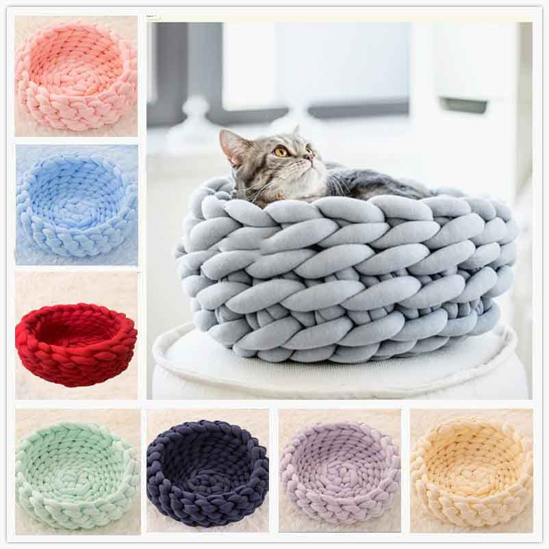 Cat House Cushion Soft Long Plush Warm Pet Mat Cute Kennel Cat Sleeping Basket Bed Round Fluffy Comfortable Touch Pet Products