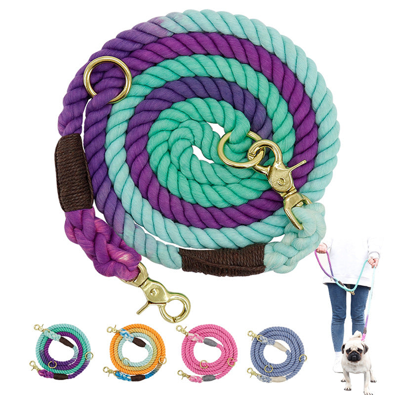 Multi-color cotton pet long leash dog leash