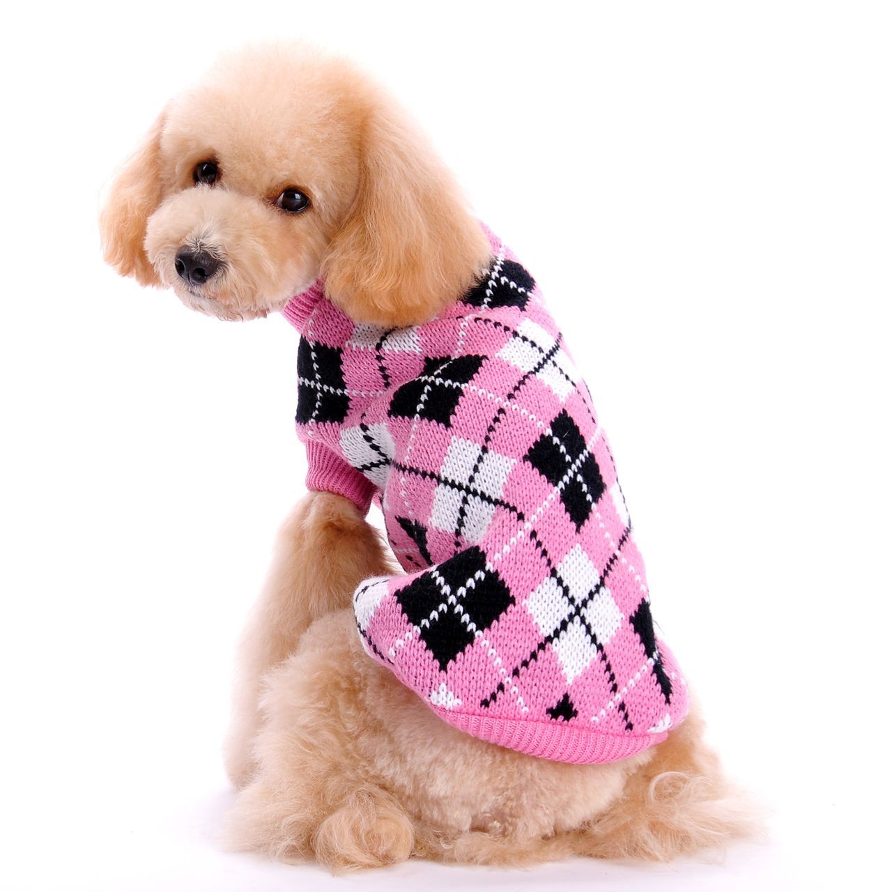 Fashion Pet Geometric Diamond Plaid Sweater