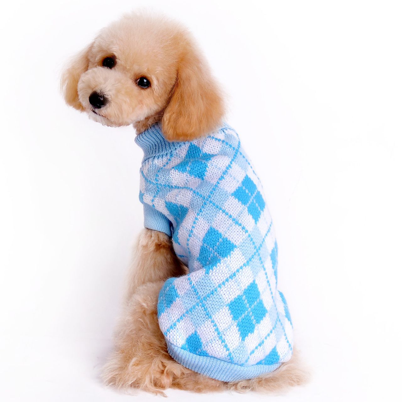 Fashion Pet Geometric Diamond Plaid Sweater