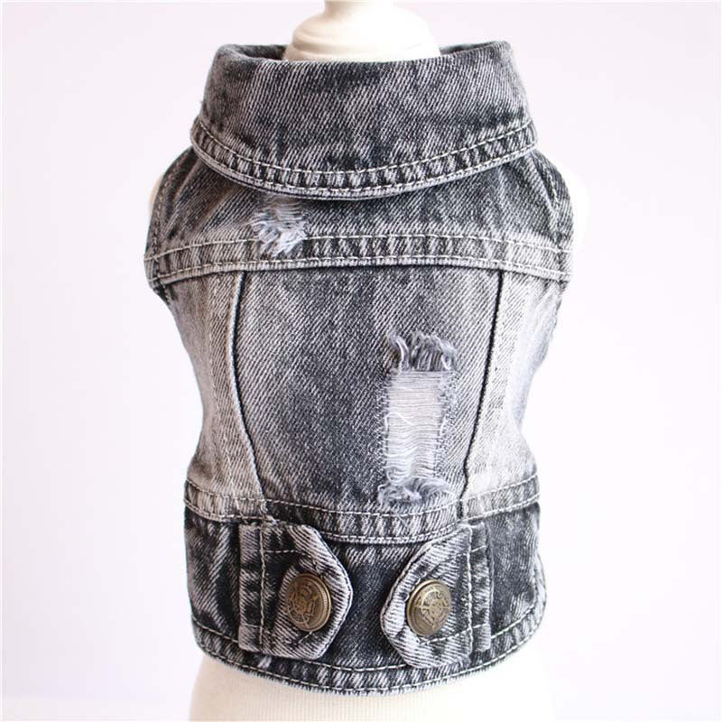 Designer Dog Clothes Small Dog Denim Jacket Coat Cat Costume Puppy Jeans Vest Spring Clothing